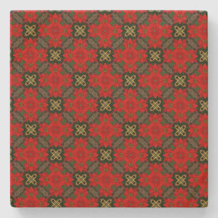 Christmas Red Green Modern Pattern Stone Coaster