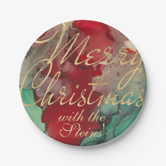 Christmas Red, Green N Golds Paper Plate (Front)