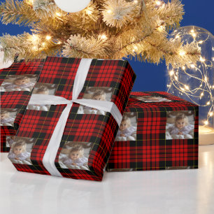 Christmas Red Green Plaid Add Photo   Wrapping Paper