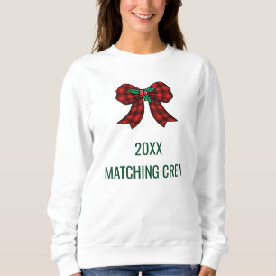 Christmas Red Green Plaid Bow Family Custom Gifts Sweatshirt