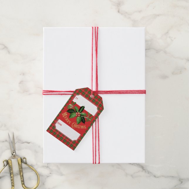 Christmas Red Green Plaid Gift Tags (With Twine)