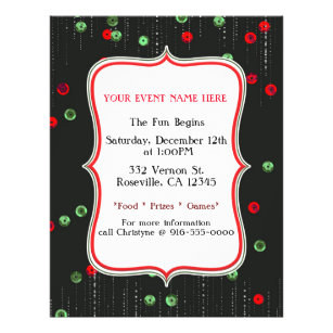 Christmas Red & Green Sequins Holiday Party Flyer