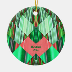 ~ CHRISTMAS Red Green Shades 2024 Ceramic Tree Decoration