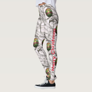 Christmas Red Green Silver Ornament Balls  Leggings
