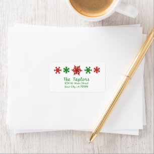 Christmas Red Green Snowflake Holiday Label