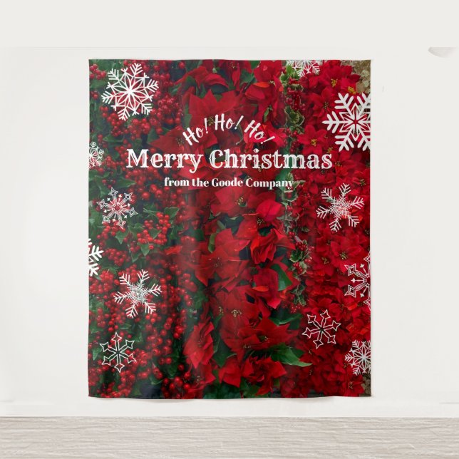 Christmas Red Green Snowflake  | Party Backdrop Tapestry (Front)