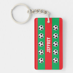 Christmas Red & Green, Soccer Coach, Player, Name Key Ring