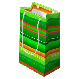 Christmas red green striped artistic pattern small gift bag