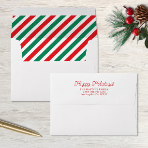 Christmas Red Green Stripes Holiday Envelope