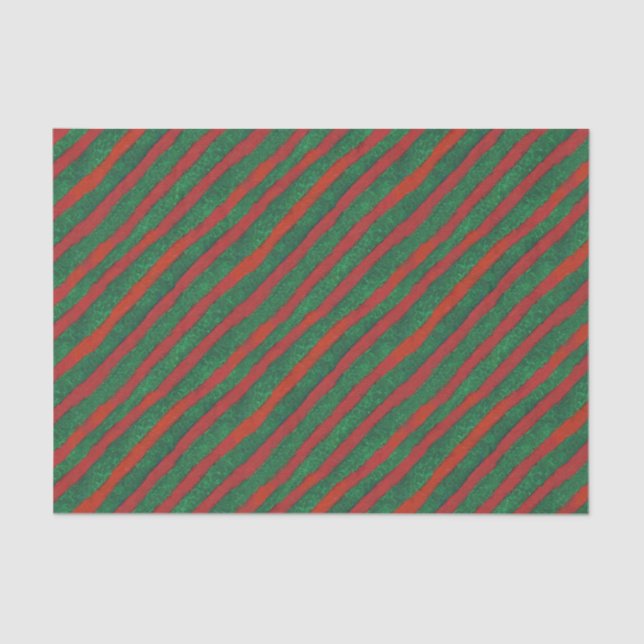 Christmas Red Green Stripes Holiday Tissue Paper (Front)