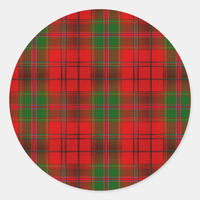 Christmas Red Green Tartan Plaid Holiday Classic Round Sticker (Front)
