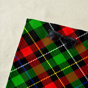 Christmas Red Green White Flannel Plaid Design Beach Towel