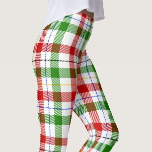 Christmas Red Green White Flannel Plaid Design Leggings
