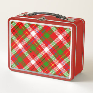 Christmas Red Green White Flannel Plaid Design Metal Lunch Box