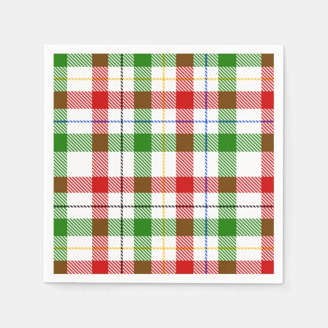Christmas Red Green White Flannel Plaid Design  Napkin (Front)