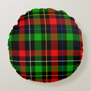 Christmas Red Green White Flannel Plaid Design Round Cushion