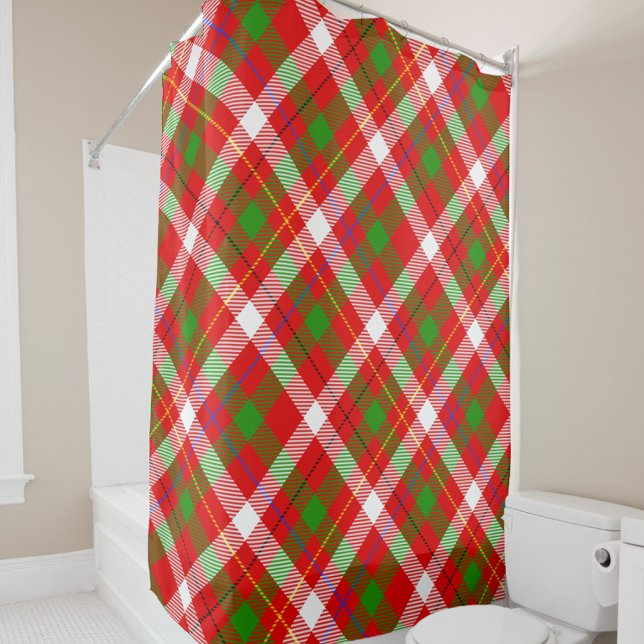Christmas Red Green White Flannel Plaid Design  Shower Curtain (Creator Uploaded)