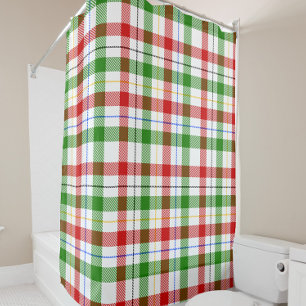 Christmas Red Green White Flannel Plaid Design  Shower Curtain