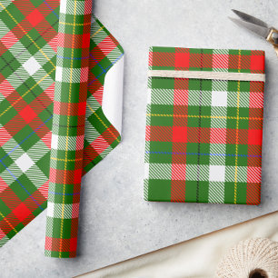 Christmas Red Green White Flannel Plaid Design  Wrapping Paper