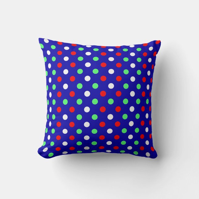 Christmas - Red, Green & White Polka Dots Pattern  Cushion (Front)