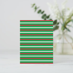 Christmas Red green white stripes pattern holiday Postcard