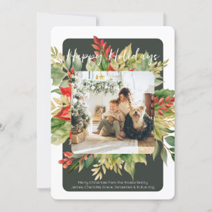 Christmas Red Green Winter Foliage Photo Template