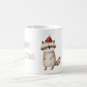 Christmas Red Hat  Racoon Coffee Mug