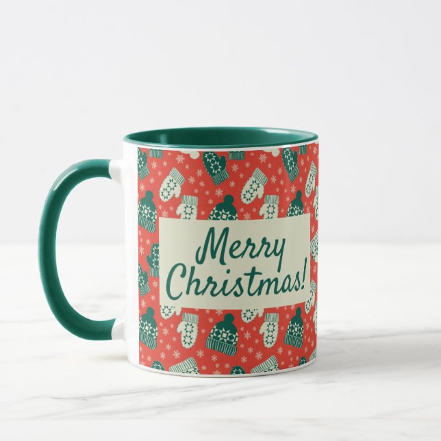 Christmas - Red - Hats & Mittens Holiday Mug (Left)