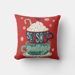 Christmas Red Holiday Festive Seasons Greetings Cushion