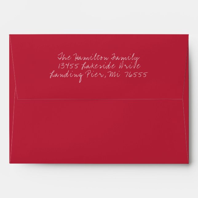 Christmas Red Holiday Personalise Envelope (Back (Top Flap))