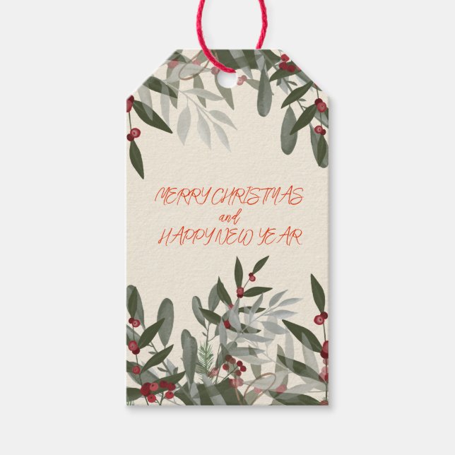 Christmas Red Holly Berries Gift Tags (Front)