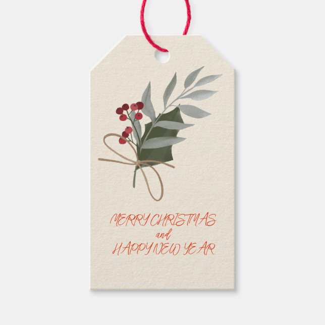 Christmas Red Holly Berries Gift Tags (Front)