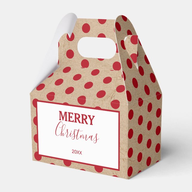 Christmas Red Kraft Polka Dots  Favour Box (Front Side)