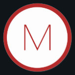 Christmas Red Minimalist Holiday Monogram Letter Classic Round Sticker<br><div class="desc">Enjoy the look of a minimal design on your holiday stationary with these red monogram stickers. Stick them on your Christmas cards,  invitations,  and even create a nice a addition to your gift wrap!</div>