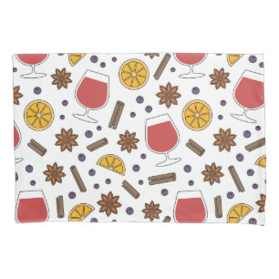 Christmas red mulled spicy wine drawing pillowcase