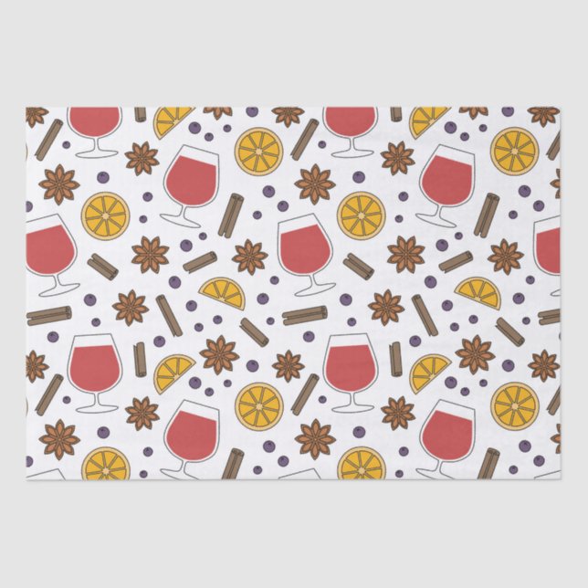 Christmas red mulled spicy wine drawing tissue paper (Front)