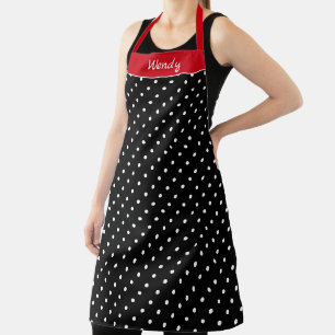 Christmas Red n Black with White Polka Dots Apron