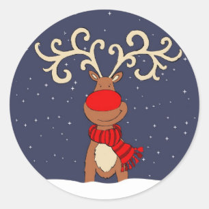 Christmas red-nosed reindeer blue sticker