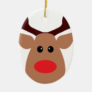 Christmas Red Nosed Reindeer Ceramic Tree Decoration