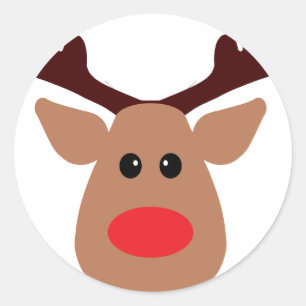 Christmas Red Nosed Reindeer Classic Round Sticker