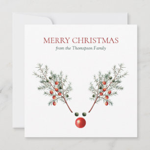 Christmas Red Nosed Reindeer Pine Berries