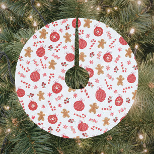 Christmas Red Ornament Holiday Brushed Polyester Tree Skirt