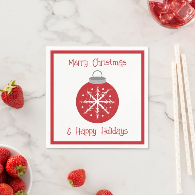 Christmas red ornament napkin (Insitu)