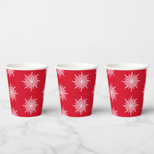 Christmas Red Ornamental G-Clef Snowflake Pattern Paper Cups