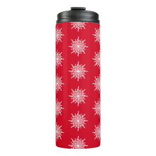Christmas Red Ornamental G-Clef Snowflake Pattern Thermal Tumbler