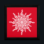 Christmas Red Ornamental Monogram G-Clef Snowflake Gift Box<br><div class="desc">Unique music-themed gift box for musicians and music lovers for the winter holidays. Melting white g-clefs form a snowflake made out of treble clef notes. Use the text template to add an initial or monogram to the middle of the ornamental design. Edit to change the Christmas red background, centre circle...</div>
