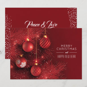 Christmas Red Ornaments Holiday Card