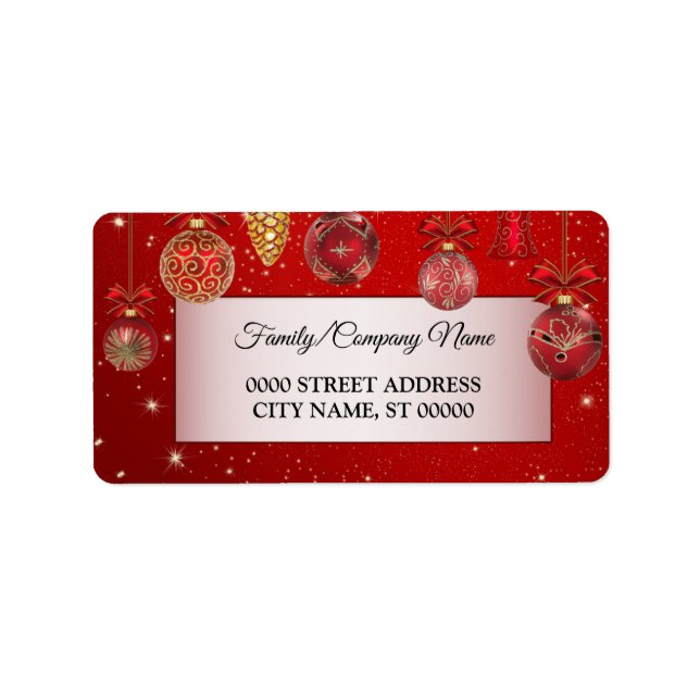 Christmas Red Ornaments Holidays Return Address Label (Front)