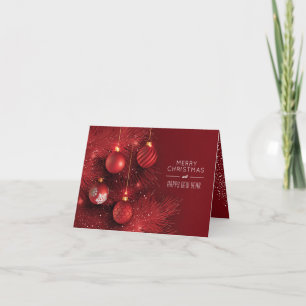 Christmas Red Ornaments Small Folded Holiday Card