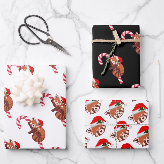 Christmas Red Panda Complementary Wrapping Paper (Front)